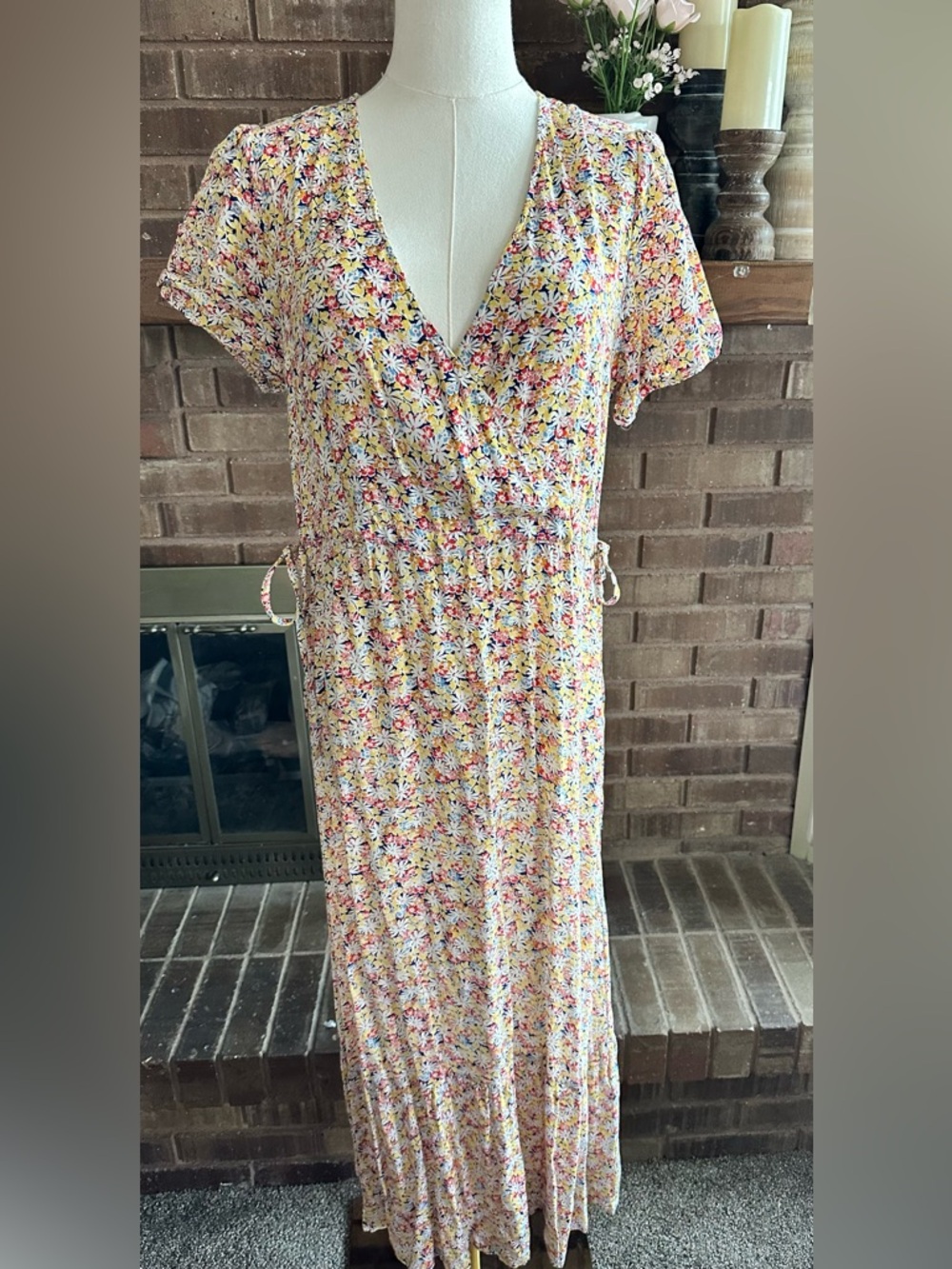 Fat Face Floral Print Wrap Front Short Sleeve Maxi Dress Size USA 6 / UK 10